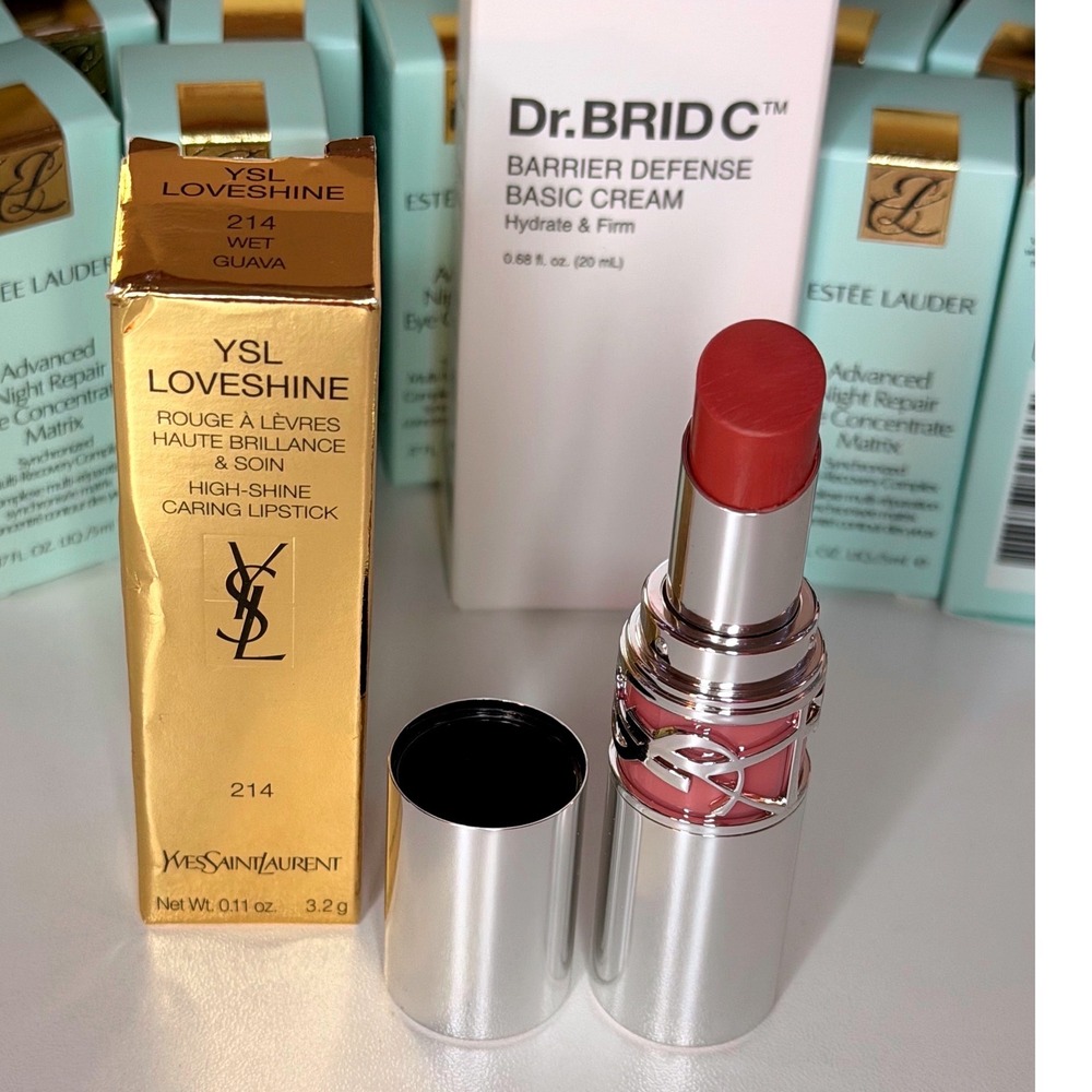 YSL Loveshine Lip Oil Stick 214 Wet Guava High Shine Caring Lipstick 0.11oz